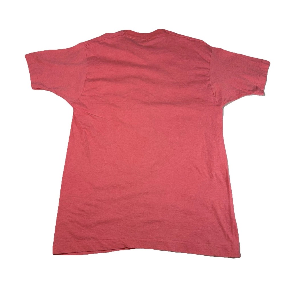 Vintage Pocket T-Shirt Fruit Of The Loom Single Stitch Pink Large Unisex - Picture 2 of 10
